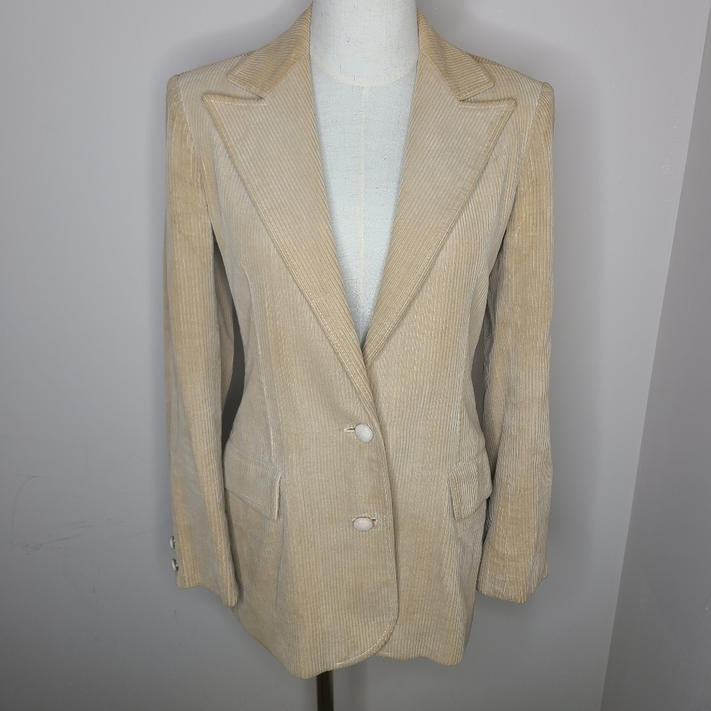 Valentino Beige Corduroy Two-Button Blazer